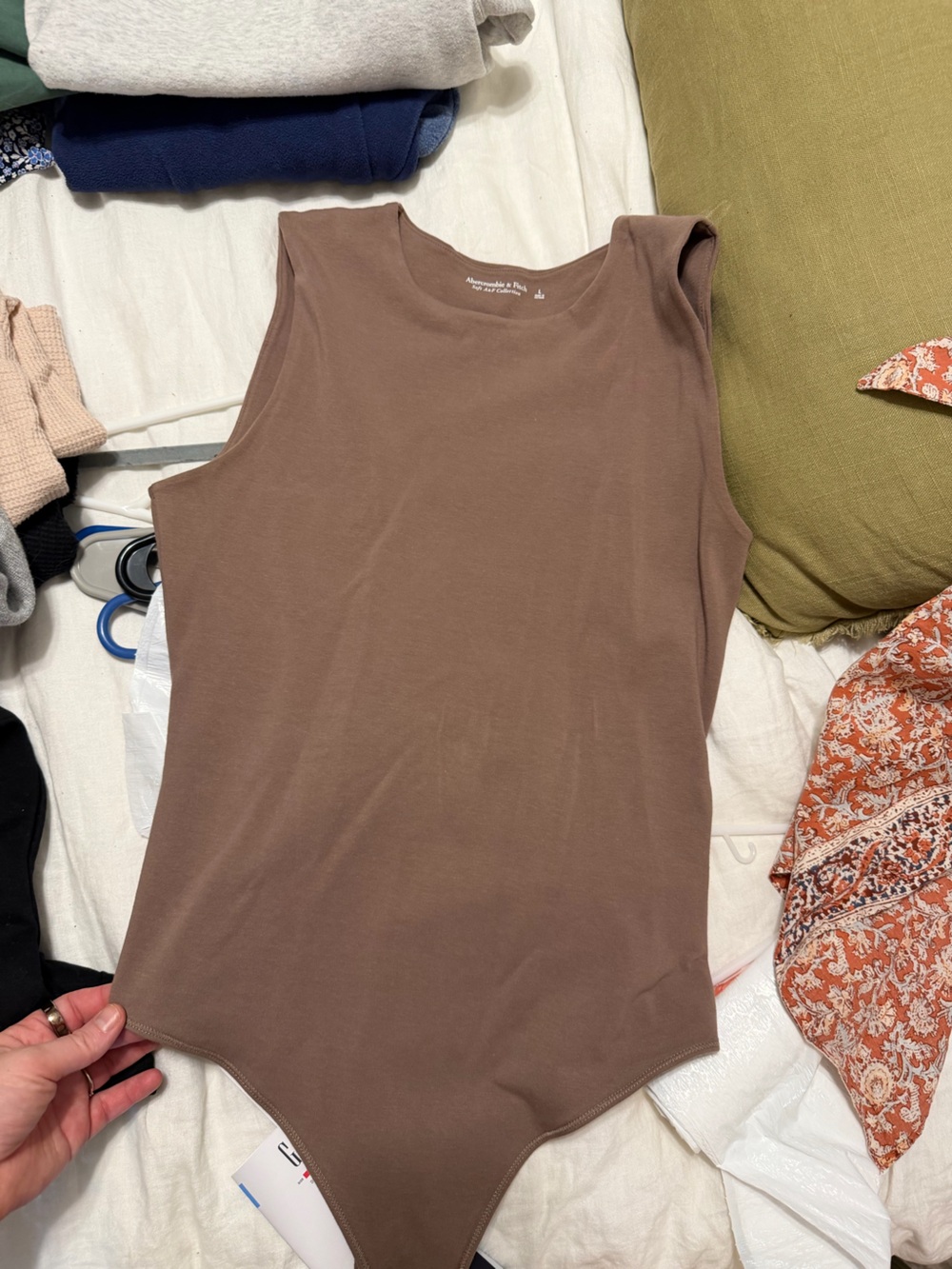 Abercrombie & Fitch Soft A&F Collection Taupe Brown Sleeveless Bodysuit